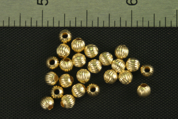 48pc VINTAGE STYLE 4mm RAW BRASS FLUTED BEAD LOT RB1-48